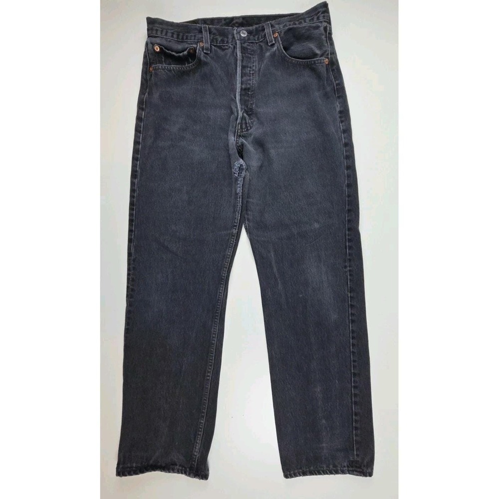 Vintage Levi 501 Student Jeans Mens 34x32 Made in USA Black Acid Wash Denim Rare